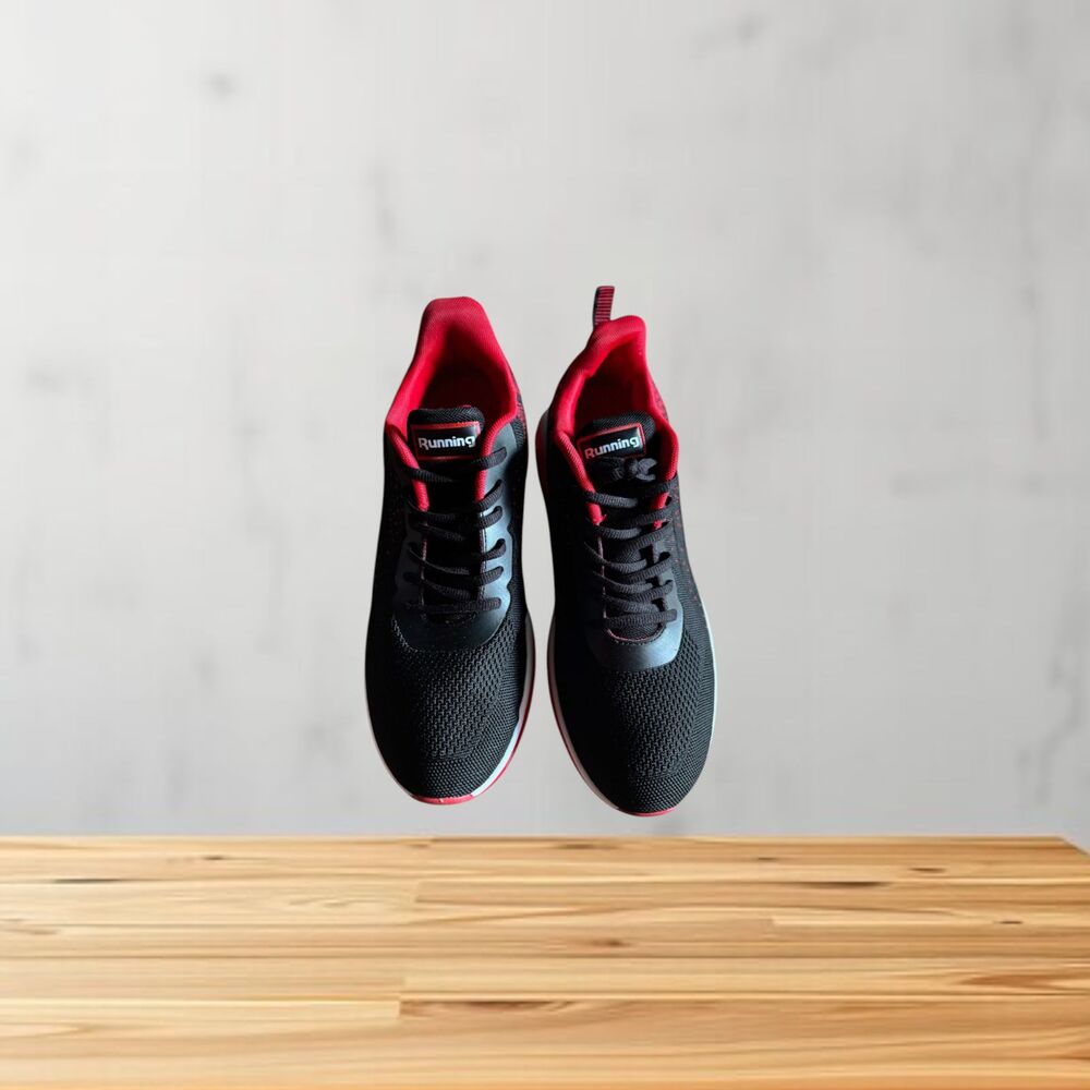 Men's Air Running Shoes Size 10 Black Red Knit Athletic Tennis Sneakers